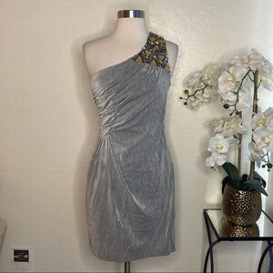 Hoaglund Women Beaded Iris One Shoulder Silver